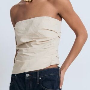 NWT Mango Asymmetrical Strapless Top - Ecru